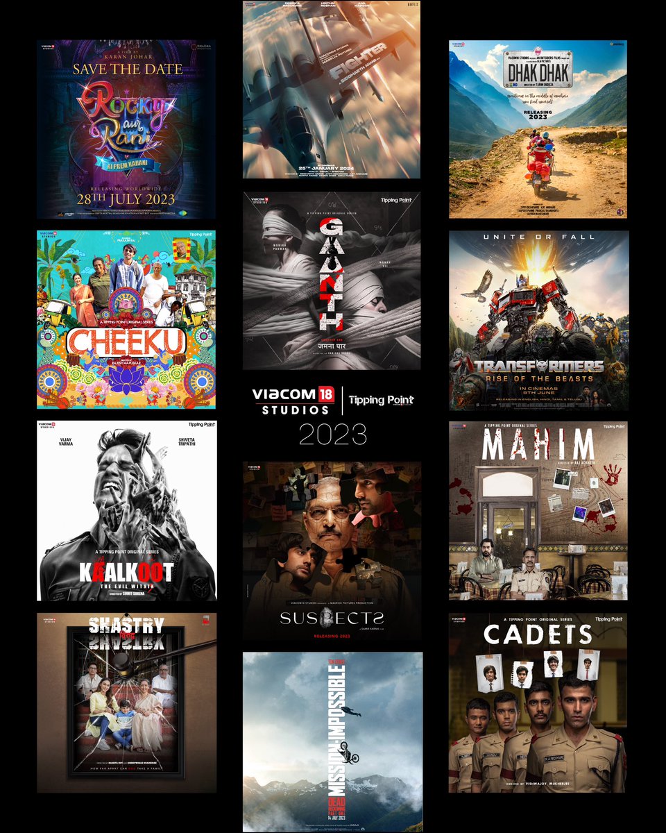 Viacom18Studios's tweet photo. Here’s a glimpse of our upcoming slate of films and web series. 
@TippingPoint_In @ParamountPicsIN @AndhareAjit https://t.co/tpp7GKhZel