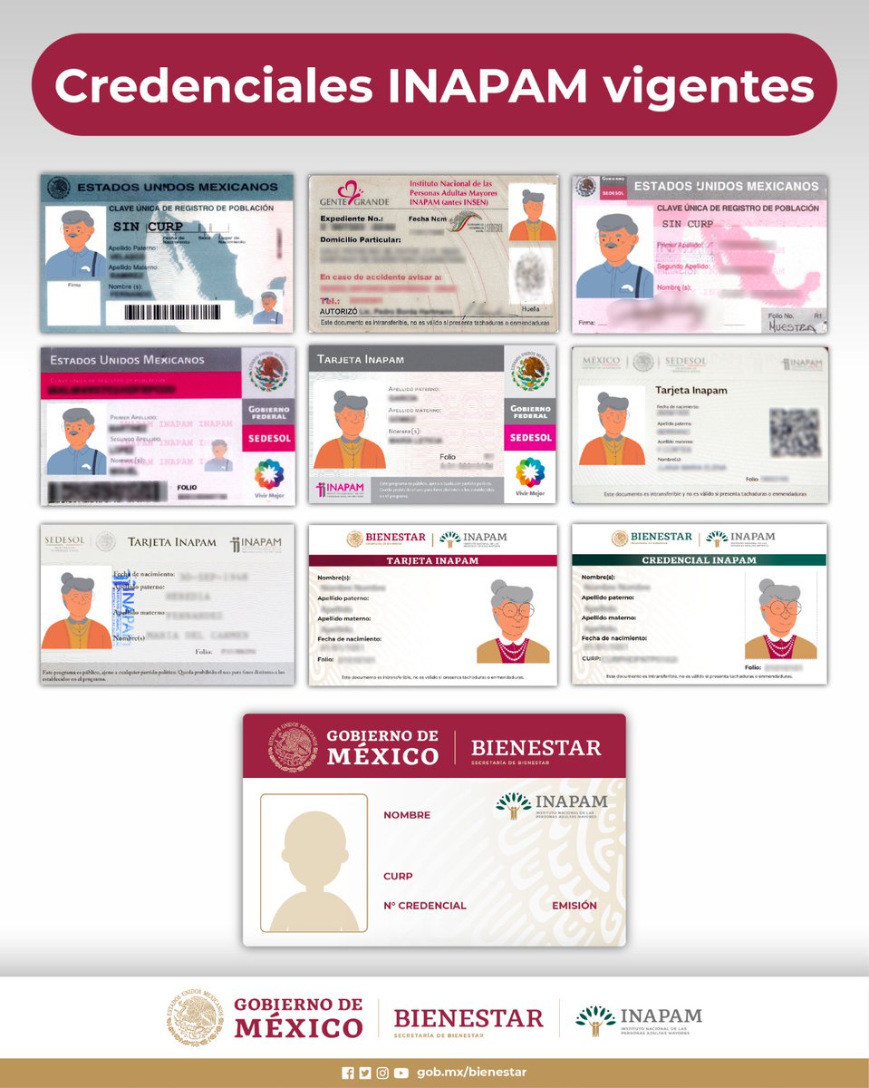 bienestarmx's tweet photo. #Recuerda
Tu credencial #INAPAM actual no pierde validez.
👵🏾👴🏾🪪❤️ https://t.co/30imzv3XW8