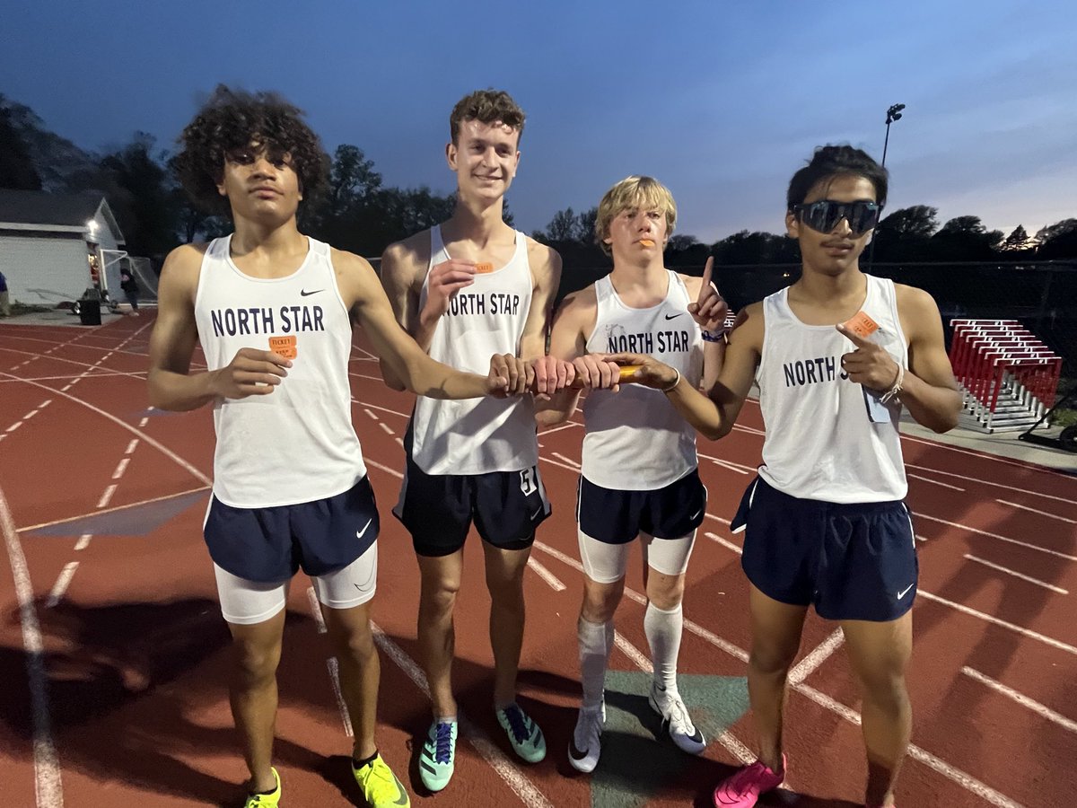 CoachMusiel's tweet photo. You’re looking at the District A-4 Boys 1600m Relay Champions today at Westside. The team of Tyrell Connor Dylan and Raul punched their Ticket to Burke!  ⁦@lnsathletics⁩ ⁦@LNS_GatorThrows⁩ ⁦@runningators⁩ ⁦@bernrunning⁩ ⁦@ZeeLJTJ⁩ ⁦@leimbachj⁩ https://t.co/6vaYHx8PAY