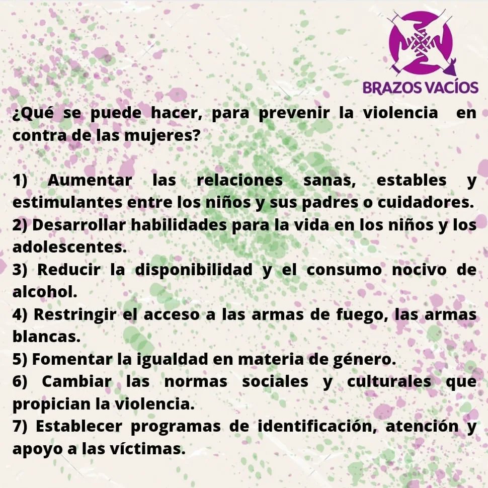 La #ViolenciaContraLaMujer es la pandemia que ha azotado a la humanidad desde hace décadas, es momento de cambiar el chip para erradicarla 
#BrazosVacios