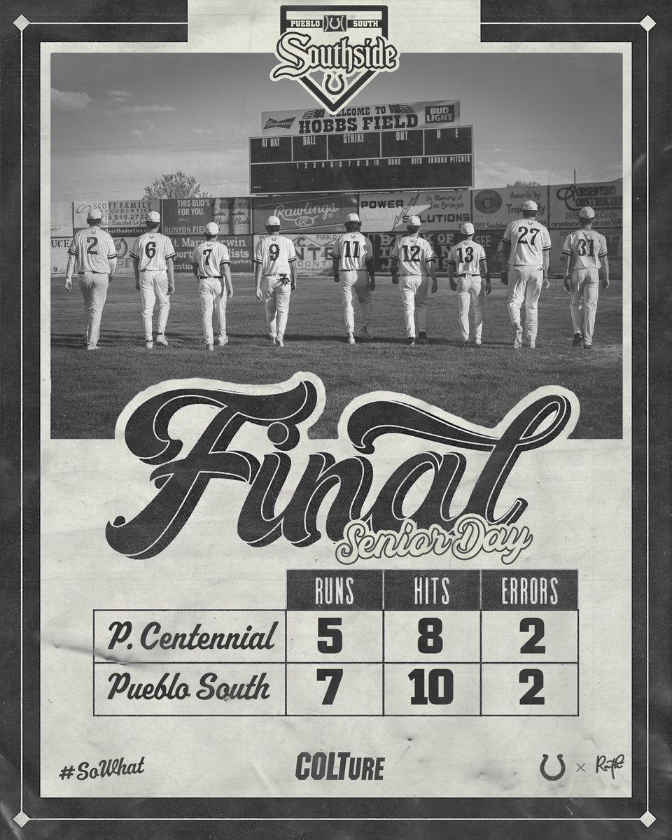 PuebloSouthBSB's tweet photo. 𝐅𝐈𝐍𝐀𝐋.

These 9 were tasked with rebuilding the foundation of Pueblo South Colt Baseball. It was an honor to be able to get them this dub today. We’re not finished, but we are going to enjoy this one.

#SoWhat | #COLTure | #COPreps https://t.co/S9LdXmJten