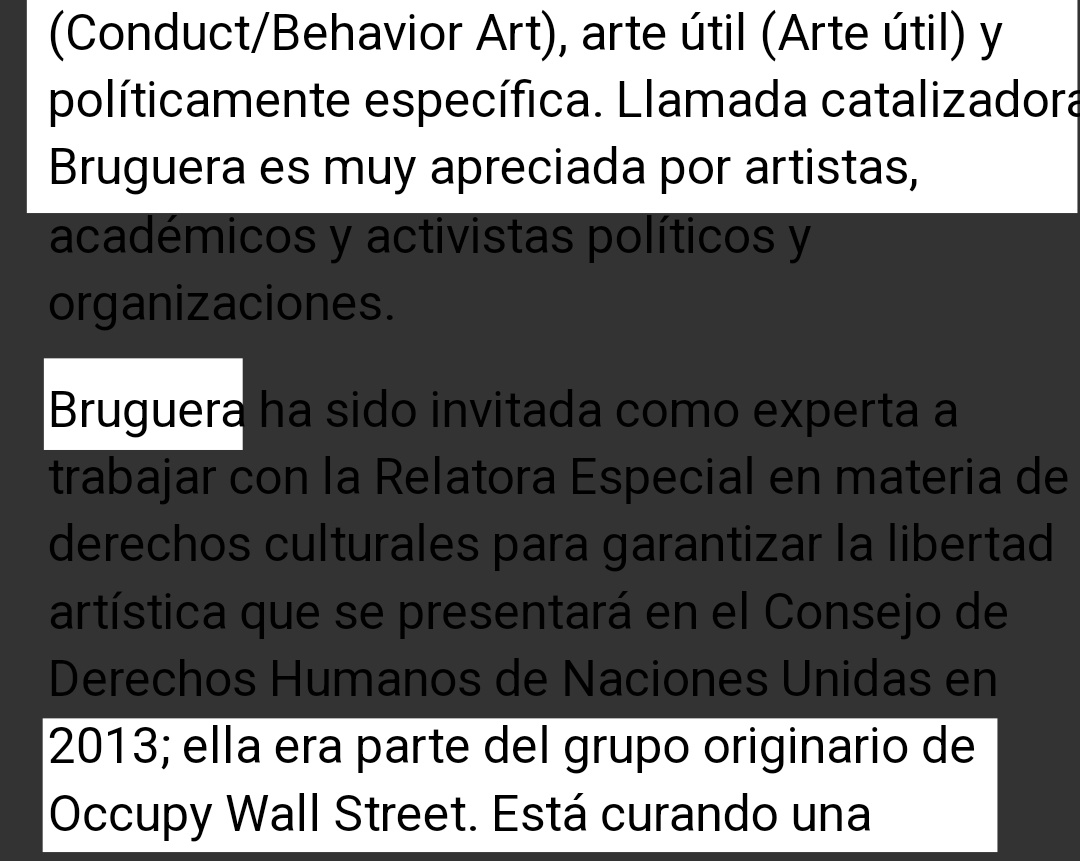 En el 2013 empezó todo. Y quien tú crees que fue parte del grupo original, de los principales, de los que fabricaron el #OccupyWallStreet? 
La abolicionista Tania Bruguera 
@Immigrantmove 👁👇👁