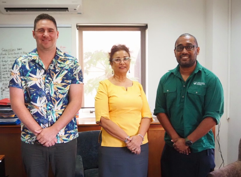 FHTA_Fiji's tweet photo. Lekima and Cory shared about @BlueProsperityC Fiji's Ocean Use Survey project, which aims to identify valued #oceanspaces for key stakeholders through #communityengagement and SeaSketch tool. Tourism is more than happy to help with planning and implementation. https://t.co/SAsqmR2RSy
