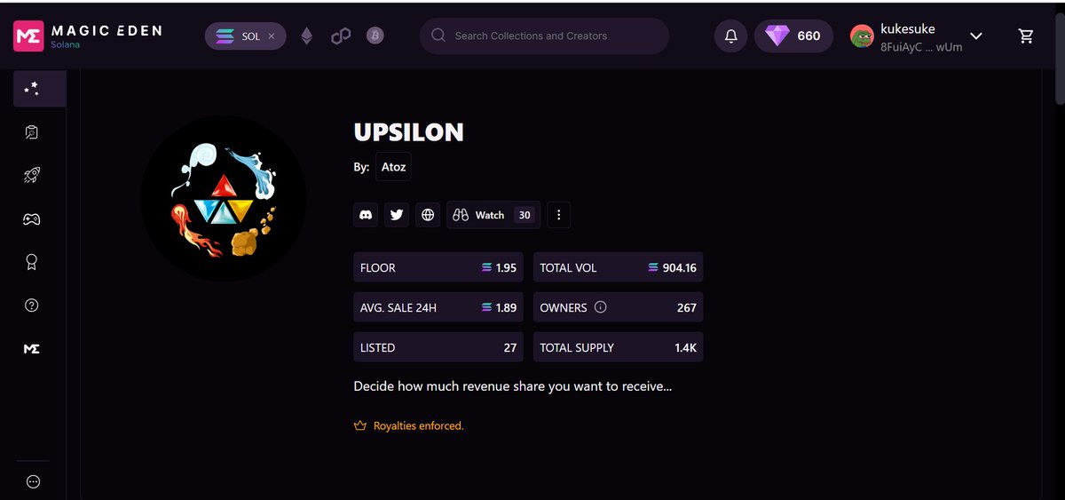 Marimar51862973's tweet image. 2. There was airdrop #UPSILON NFT for holder who hold 2 #ATOZ.Upsilon NFTs will be swept and burned until 333 units remain. the floor now 2 sol.
