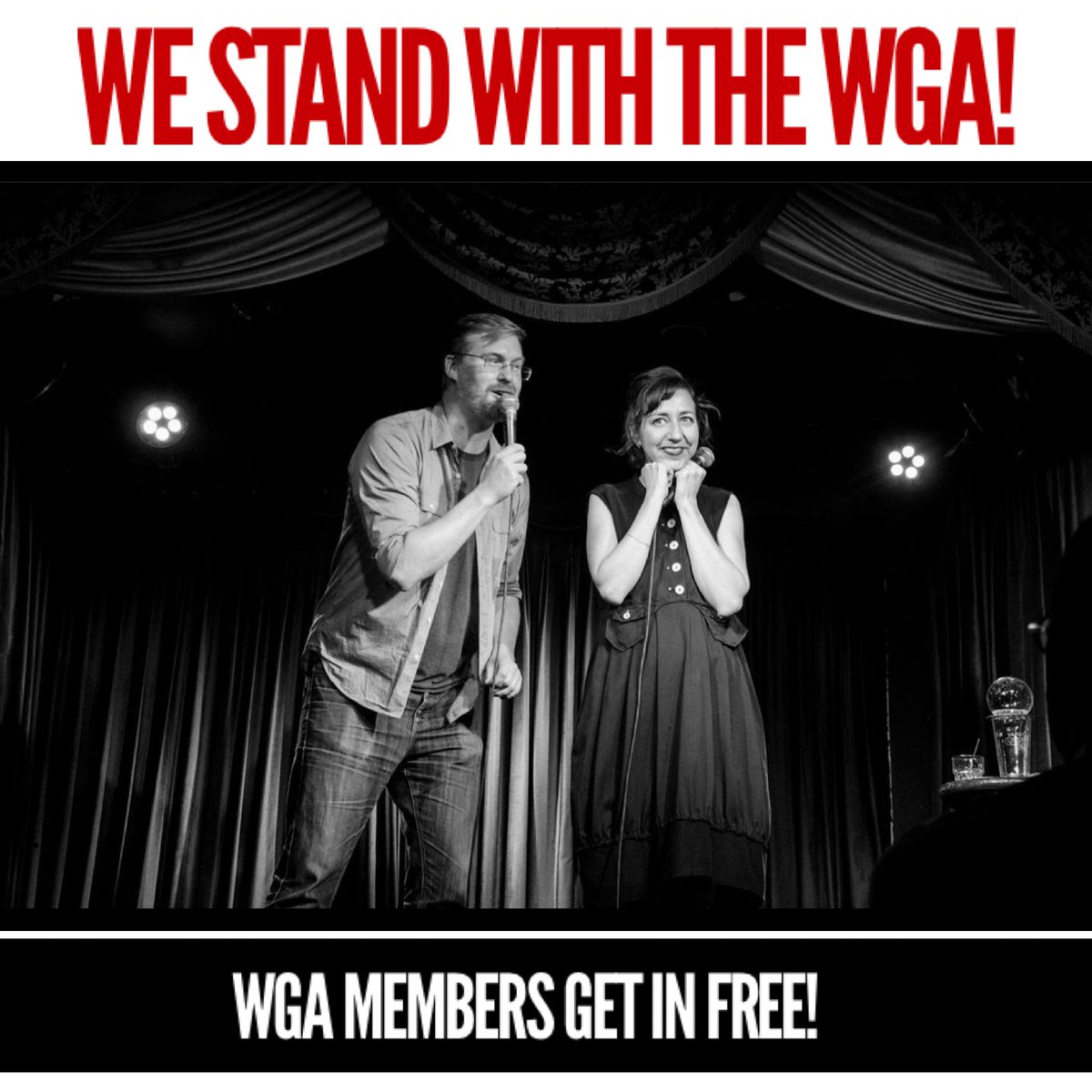kurtbraunohler's tweet photo. Happy to announce WGA members get into @HotTub_Show for free now! Any wednesday just show your member card at the door and get in free! @WGAEast @WGAWest @kristenschaaled ✊✊✊ https://t.co/ZLYF0moZQX