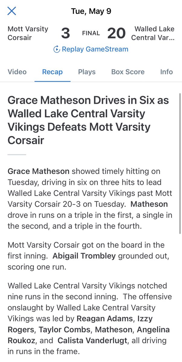 Had two great wins tonight against Waterford Mott! Did great at the plate tonight and in the field! I am so happy to be apart of an amazing team! 💛💙🥎