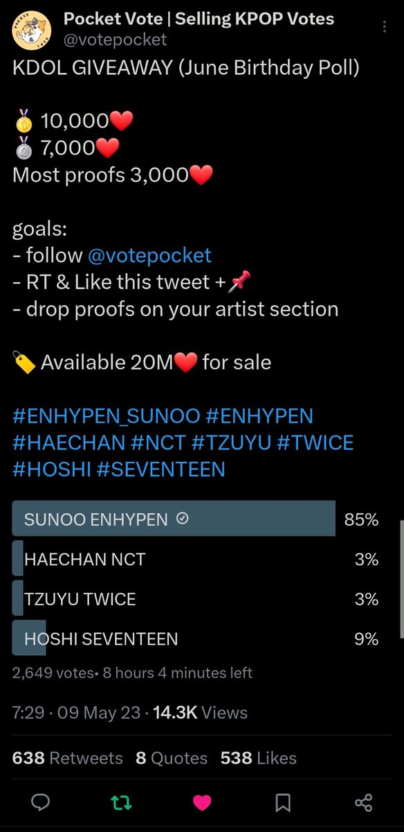 ksnfolder0624's tweet photo. @votepocket Done for #ENHYPEN_SUNOO https://t.co/J3l9Kmsz1E