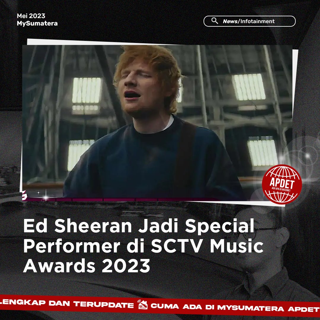 MySumatera's tweet photo. Gileee SCTV tau aja nih kita udah lama ga liat live performance nya Ed Sheeran. Yaa walaupun disiarin secara online tapi vibes nya gak kalah seru���🥰

Moga-moga bisa cepat tour ke Indonesia lagi yee bang @edsheeran 🙌

#EdSheeran #SCTVMusicAwards2023 #IndiHome https://t.co/MVtBcjiE3O
