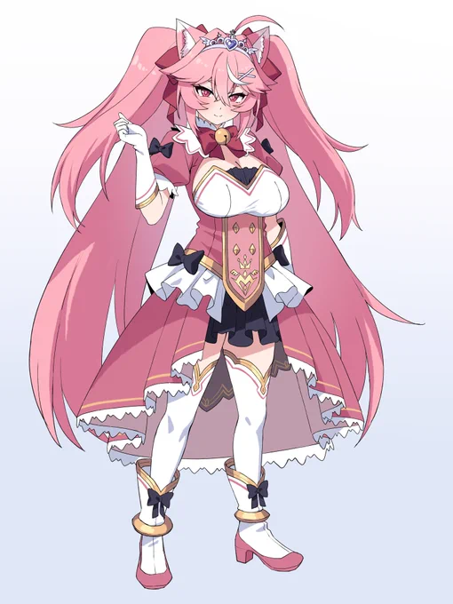 ほとんど隠れちゃったのがもったいないので一応考えてた魔法少女姫華ちゃん全身変身で髪ボリュームアップするのすき 
