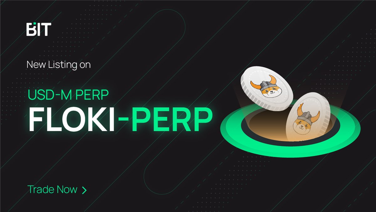 📢New Listing of #USD perpetual #futures pair:  

$FLOKI / USD    

Trade Now📲 rb.gy/wcyh2
Sign up here👉rb.gy/i2le3

<a href="/RealFlokiInu/">Floki</a> #BIT #Newlisting #Perps #FLOKI #Crypto #Futurestrading #FlokiInu