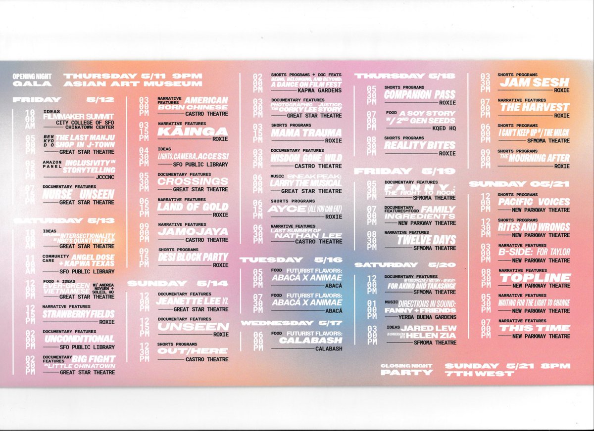 CAAMFest event brochure | folded front and back, scanned