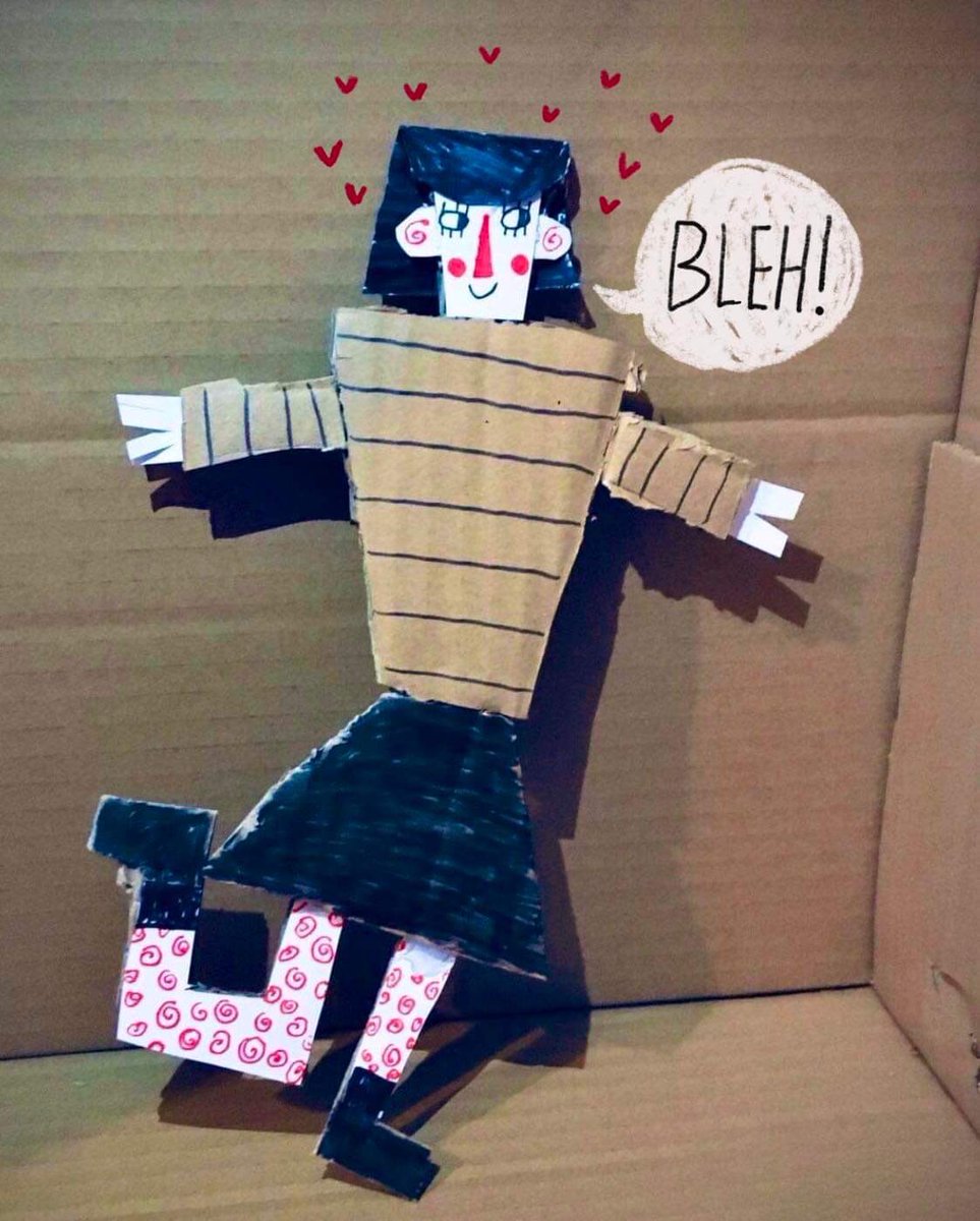 Sashicsn's tweet image. Got a random idea to make something with the cardboard box standing in the corner of my house. So now I’ve got a lovely wee cardboard lady. Twas’ fun making it. ☺️ #art #cardboardart #randomidea #cardboard #doll #homemade