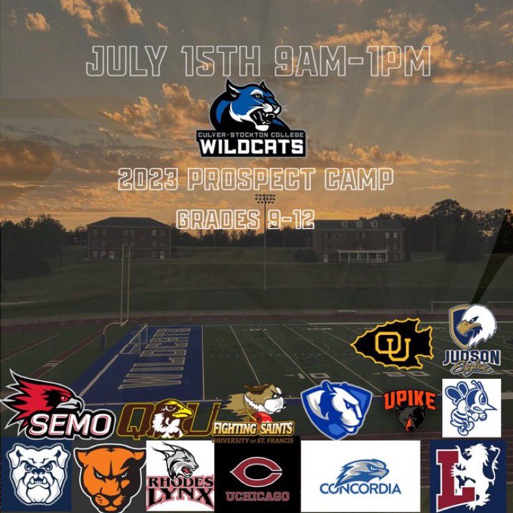 Thank you so much, <a href="/CoachMelton_CSC/">RJ Melton</a> for the Prospect Camp invite! I’m looking forward to being able to show what I can do. <a href="/CSCwildcatsFB/">Culver Football</a> 🔵⚪️ <a href="/NorthFBVikings/">North Vikings Football</a> 🟣🟡