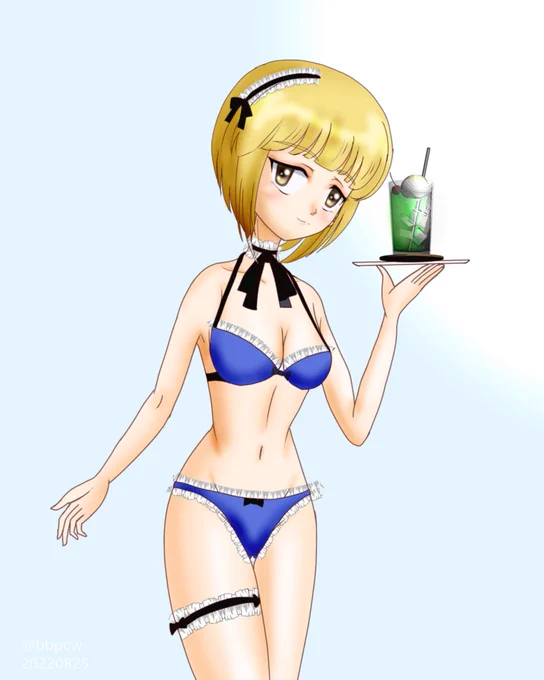 メイドの日ということなので水着メイドなカトラスちゃんで #ガルパン
