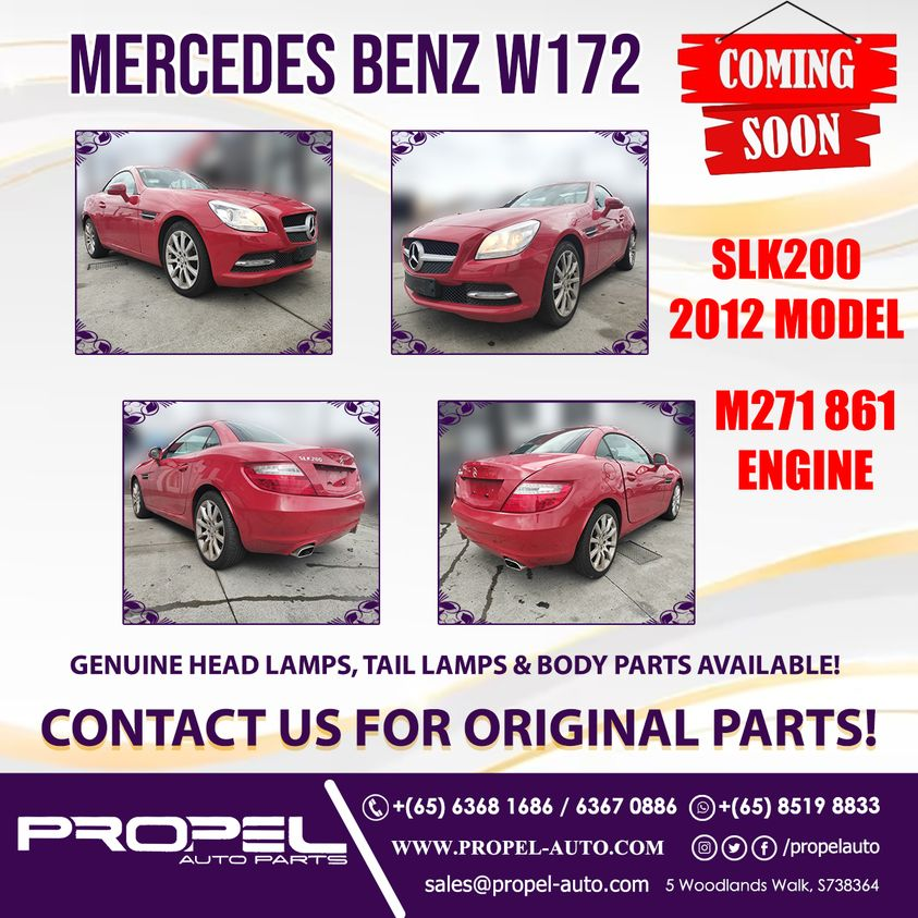 propelauto's tweet photo. #ComingSoon For Scrap

🔥🔥Mercedes W172 SLK200 M271861 2012'🔥🔥 

Drop your message &amp; grab your needed parts for your SLK🏎️😎

#Singapore #ScrapCars #GenuineParts #ScrapYard #W172 #SLK #PropelAutoParts #MercedesBenz #Luxurycars #Scrap #Carparts #Spare #MercedesParts #Grab #Now https://t.co/eghftRkp3k