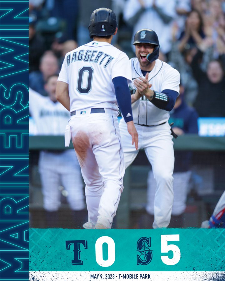 Mariners win! Final: Mariners 5, Rangers 0 May 9, 2023 – T-Mobile Park