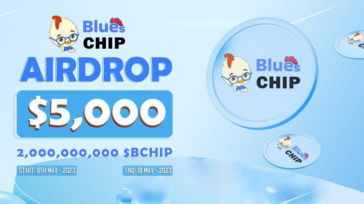 💰1M $BCHIP for 1000 Random people who retweet this tweet! 👉Join: t.me/ChipBluesAirdr… 🏵️Telegram Group: t.me/chickenblues chipblues.com 📋 BlueChip is a community-driven meme token that combines humor with crypto to create a unique investment opportunity.