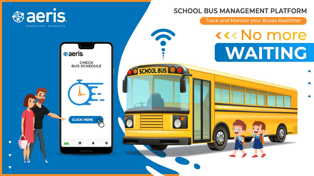 With Aeris' IoT-based school bus management platform, you will never have to wait! Our advanced tracking system ensures that parents no longer have to call the school to check the status of the school bus. 

#SchoolBusManagement #BusManagement #Software  #RealTimeTracking #Aeris