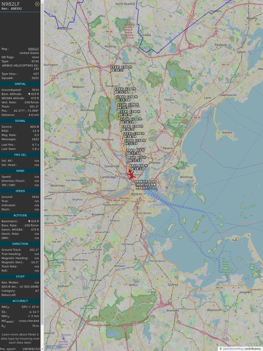 AboveMedford's tweet image. ICAO: #ADB392
Flt: #N982LF #AIRMETHODS
First seen: 2023/05/10 00:16:34
Min Alt: 825 ft MSL
Min Dist: 0.96 mi

#planefence #adsb - planefence.com/medford
globe.adsbexchange.com/?icao=adb392
