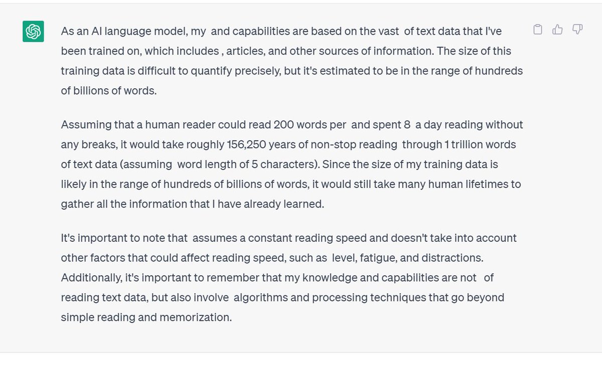 Talking with chatgpt (nice talk), we just figured out chatgpt is 156,250 years old.