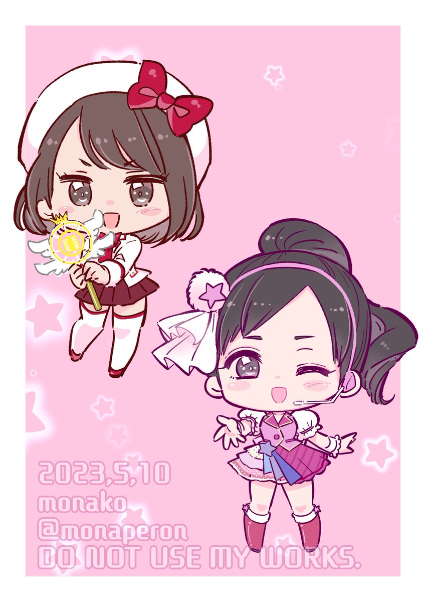 「【龍が如く絵】アイドル遥ちゃんとアイドルサッちゃん」|モナ子のイラスト