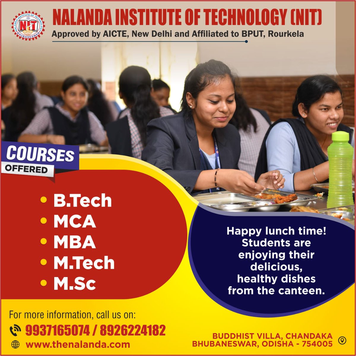 NALANDABHUBANE1's tweet photo. "Are you ready to take the first step towards a fulfilling engineering career? Nalanda Institute of Technology is here to guide you. We're delighted to announce that the Admission Open for the https://t.co/8XYWZJbAuF, https://t.co/lP7fPF7EuQ, MBA, MCA & MSc program for the year https://t.co/rbv1udorxt