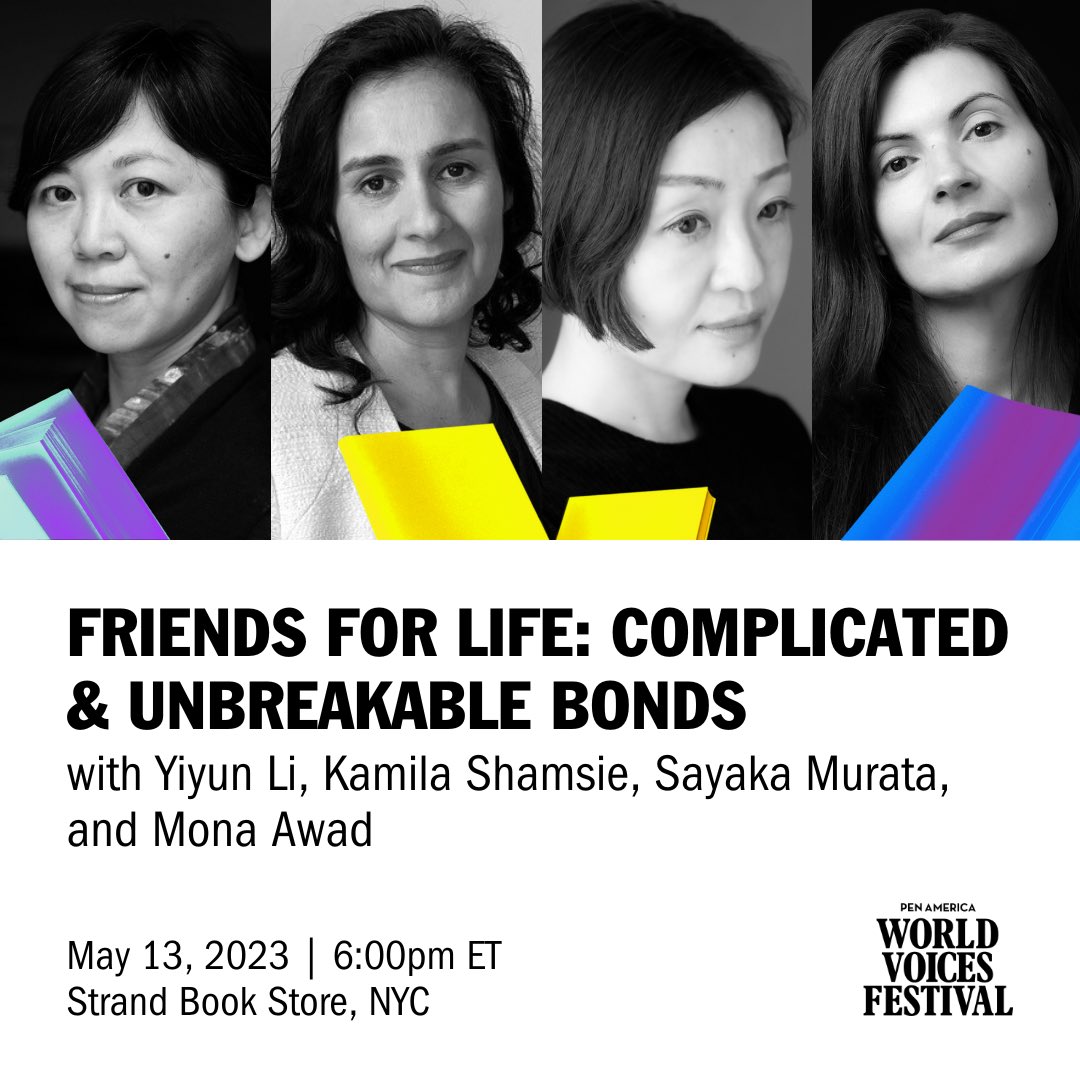 I am on my way to New York now. 
今からニューヨークに向かいます💐

💫Join me, @kamilashamsie,  Yiyun Lee, and Mona Awad for “Friends for Life: Complicated & Unbreakable Bonds” at the #PENworldvoices #worldvoicesfestival. May 13th @ 6 PM. Grab tickets here: eventbrite.com/e/friends-for-…