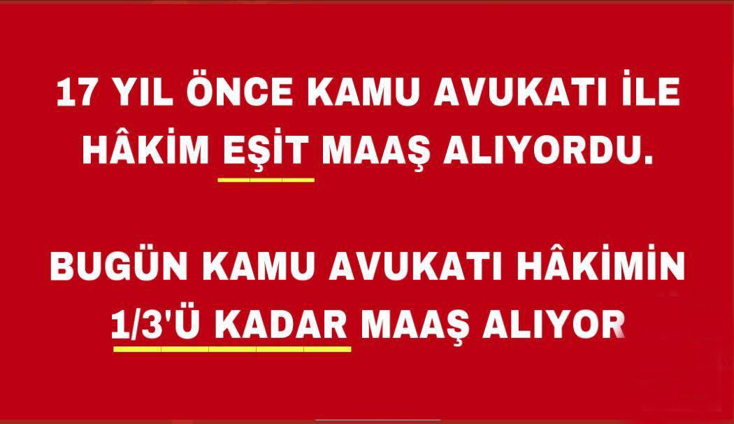<a href="/tgrthabertv/">TGRT HABER</a> <a href="/Mustafa_Destici/">Mustafa Destici</a> <a href="/cemkucuk55/">Cem Küçük</a> Kamu avukatları yaptıkları işe oranla aşırı düşük maaş alıyor. Üniversite sınavında ilk 5000’e girmiş KPSS’de derece yapmış avukatlara uygun görülen maaş 16.000-TL. Verdiğimiz emeğin karşılığını almak istiyoruz.
<a href="/bulenttezcanchp/">Bülent Tezcan</a>  <a href="/avantmen33/">Av. Alpay ANTMEN</a> <a href="/avsbulbul/">Süleyman Bülbül</a> <a href="/55erhanusta/">Dr. Erhan Usta</a> <a href="/ZeynelEmre_/">Zeynel Emre</a>