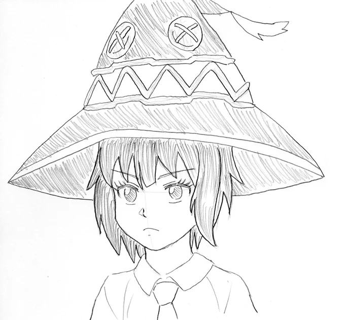 最近とてもやる気が起きないのでちょっと簡単なめぐみんを描いてみました、ちなみに爆焔の5話の模写 #この素晴らしい世界に祝福を #この素晴らしい世界に爆焔を #このすば #めぐみん