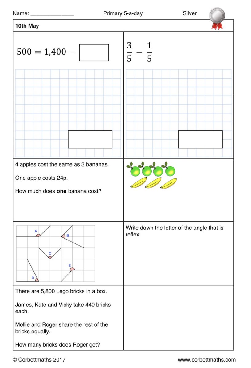 Corbettmaths on Twitter: "Primary 5-a-day with 4 levels of difficulty ...