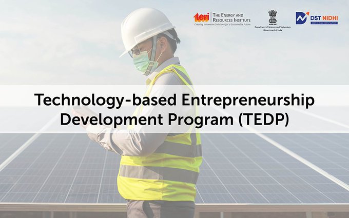 teriin's tweet photo. 📢Happening Today!
Join TERI and @IndiaDST for an online Solar Technology-Based Entrepreneurship Development Programme #TEDP that aims to train Science & Tech graduates/diploma holders on the planning and launching a successful solar enterprise.
🔗https://t.co/forpEQzpa4 https://t.co/h88eCqwrOY