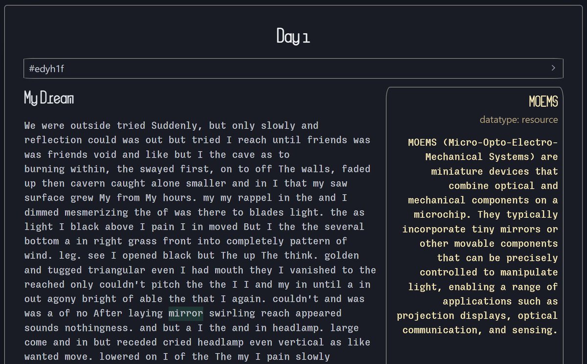 intelagense's tweet image. #10DayWebBuild Day 7
Now it kinda looks like when you play that game where you just keep letting your phone autocomplete an entire paragraph of text and you send it to see how the other person will respond.