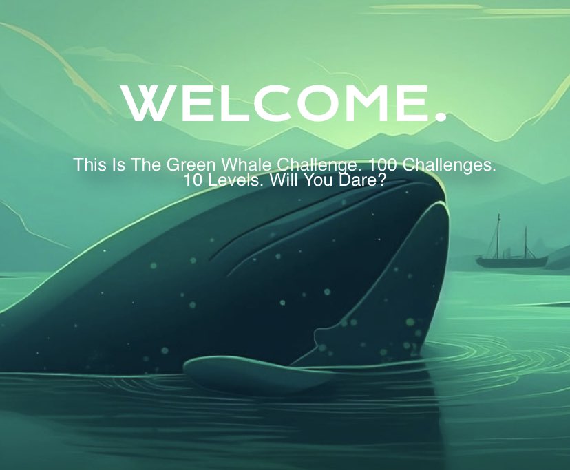 #whitelist #GreenWhaleChallenge
This Is The Green Whale Challenge🐳
100 Challenges. 10 Levels. Will You Dare? Official Presale Whitelisting Event is live -> Join us now and discover the best version of yourself😎

sweepwidget.com/c/69737-w86ycx…
