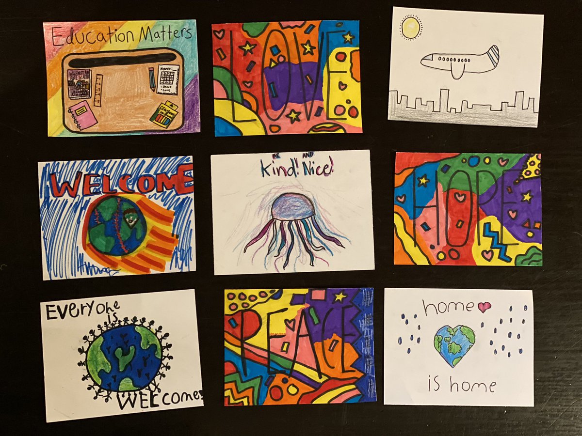lori_huntsman's tweet photo. #DoubleDays are here again for @studentsrebuild and the #WelcomingRefugeesProject ๐ The postcards reflect the @SpreckelsSD students empathy for others as well as the books we read @JamiesonV @dantey114 #WhenStarsAreScattered ๐ Our students are making a difference! @sdschools https://t.co/2Cfajgbhze