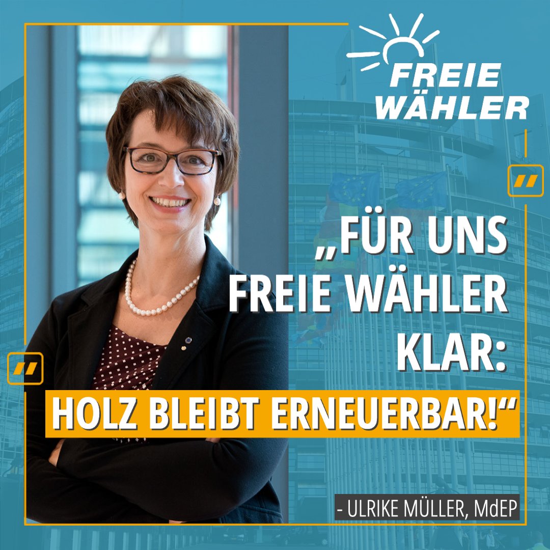 FREIE WÄHLER Bayern (@fw_bayern) on Twitter photo Gute Neuigkeiten zur europäischen 'Erneuerbare Energien Richtlinie'! 🇪🇺🤩
<a href="/UliMuellerMdEP/">Ulrike Müller</a> sagt: "Für uns #FREIEWÄHLER klar, jetzt auch in der EU-Richtlinie bestätigt: Holz bleibt erneuerbar!" 👍🪵
#AnpackenFürBayern #Energieversorgung Gute Neuigkeiten zur europäischen 'Erneuerbare Energien Richtlinie'! 🇪🇺🤩
<a href="/UliMuellerMdEP/">Ulrike Müller</a> sagt: "Für uns #FREIEWÄHLER klar, jetzt auch in der EU-Richtlinie bestätigt: Holz bleibt erneuerbar!" 👍🪵
#AnpackenFürBayern #Energieversorgung