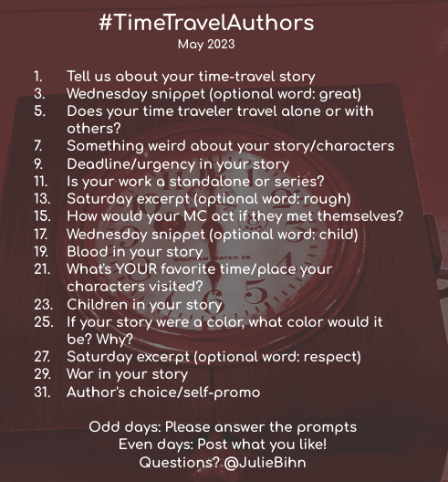 juliebihn's tweet photo. Day 19, #TimeTravelAuthors! Is there any blood in your story? #WeirdQuestion https://t.co/mlG1jpapNN