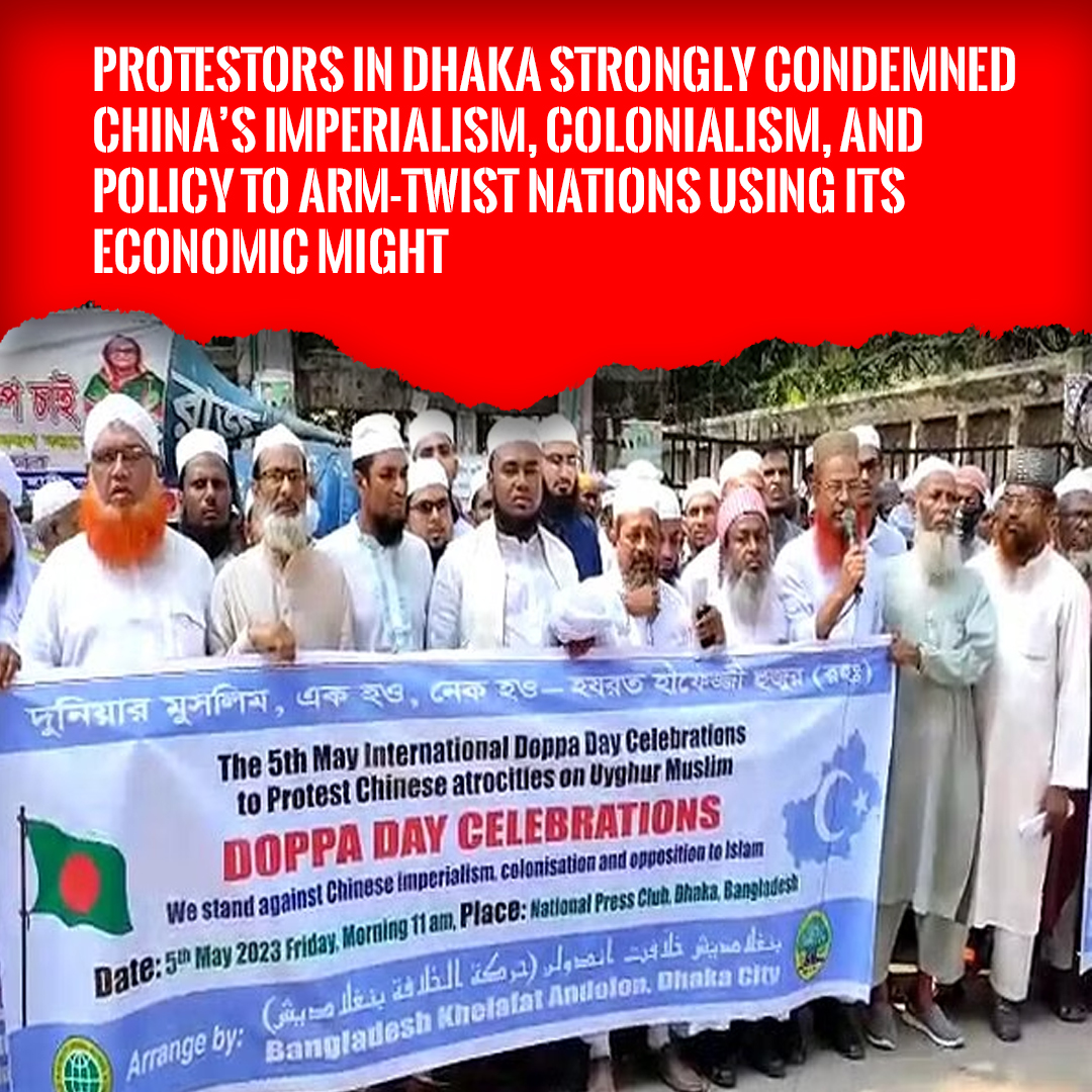 @AtiqForDncc  
@Rubanahuq 
Minority Uyghurs’ #DoppaDay celebration was commemorated to highlight Chinese suppression of the #UyghurMuslims through banners & posters explaining their inhuman conditions prominently. #EastTurkistan #ChinaTorturesUyghurs