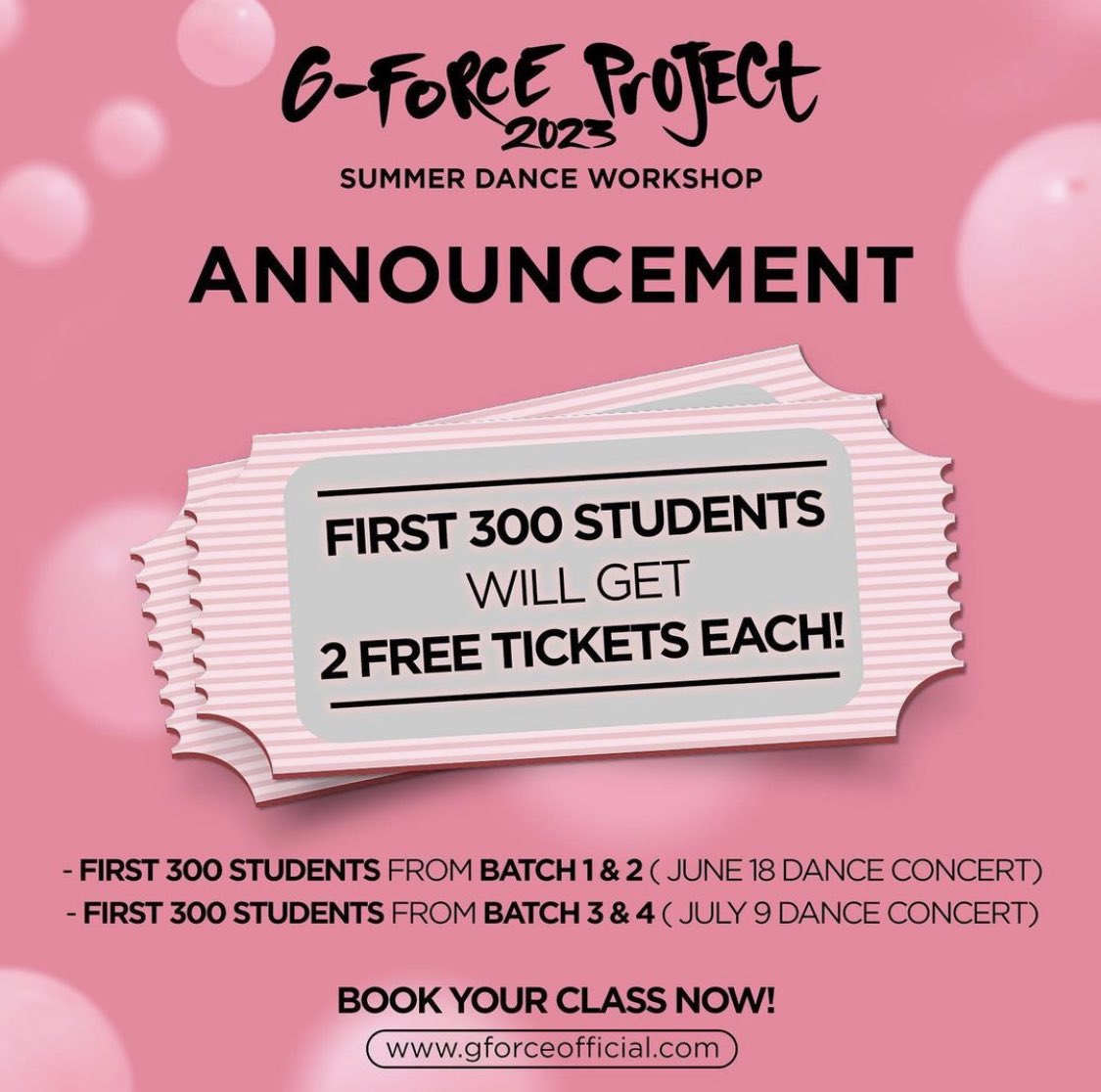 We want your friends and family to witness your dance concert performance at The Theatre At Solaire! 🤭💖

LIMITED TICKETS AVAILABLE! 

𝐁𝐎𝐎𝐊 𝐘𝐎𝐔𝐑 𝐂𝐋𝐀𝐒𝐒 𝐇𝐄𝐑𝐄:
👨🏻‍💻 gforceofficial.com

For inquiries, pls call 📞
0917.8.GFORCE (436723)