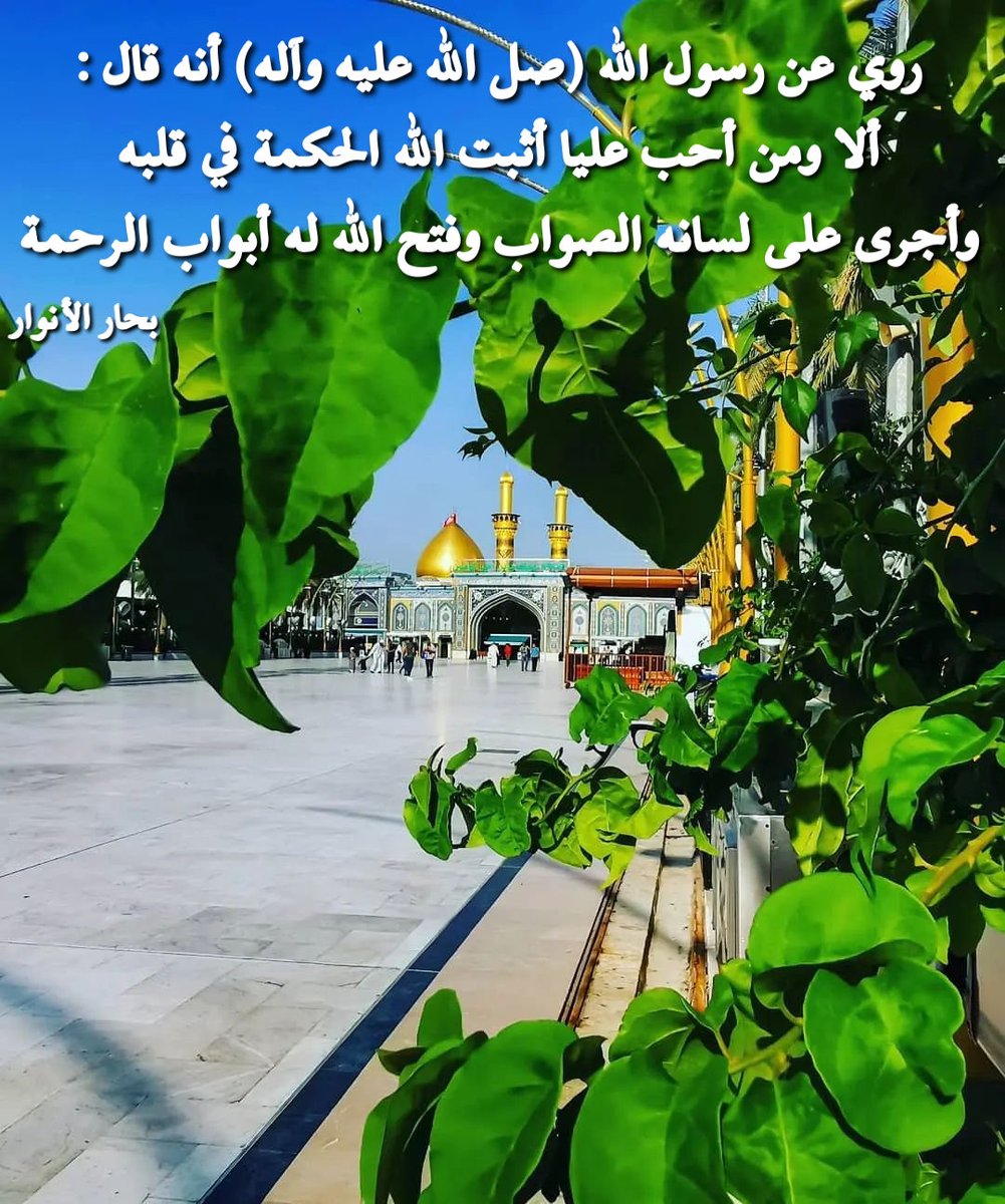CateCoin_App's tweet photo. .
. روي عن رسول الله (صل الله عليه وآله) أنه قال: ألا ومن أحب عليا أثبت الله الحكمة في قلبه وأجرى على لسانه الصواب وفتح الله له أبواب الرحمة 📚المصدر (بحار الأنوار - العلامة المجلسي - ج ٢٧ - الصفحة ١١٥)
.
.
🔵تفضلوا جميع الصور لكم ولا تنسونا من الدعاء🔵
#كربلاء https://t.co/8uPHhShnSs