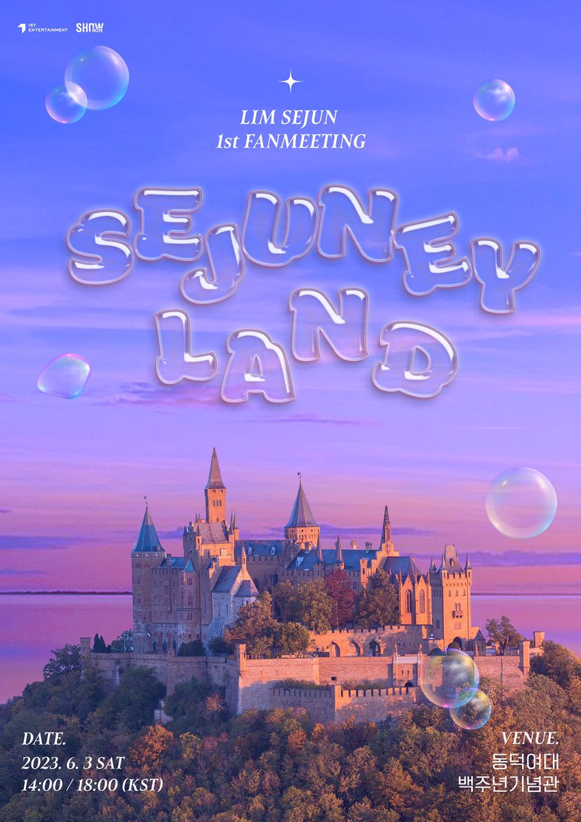 VICTON1109's tweet photo. [#임세준]
LIM SEJUN 1st FANMEETING
<Sejuney Land>로 여러분을 초대합니다!🎠

🗓 23.06.03(토) 2PM / 6PM (KST)
🎡 동덕여대 백주년기념관
🎟 멜론티켓: 23.05.15(월) 8PM (KST) ~

🗨 상세 안내 사항
https://t.co/v7MlUDRxiw

#세준 #LIMSEJUN #Sejuney_Land https://t.co/lKuuCKL1VQ