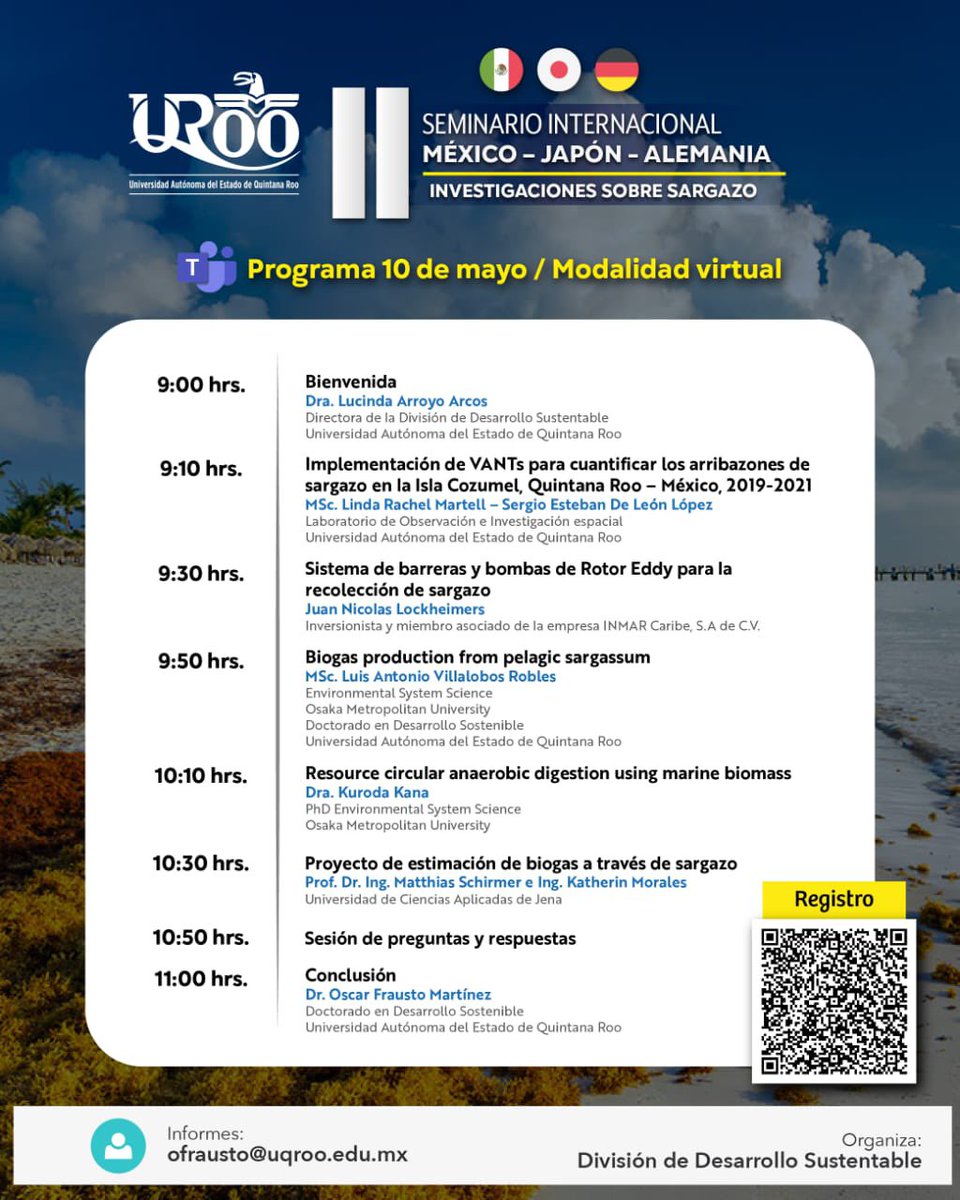 Nos vemos a partir de las 9:00 h en nuestro II seminario internacional de investigaciones sobre sargazo!