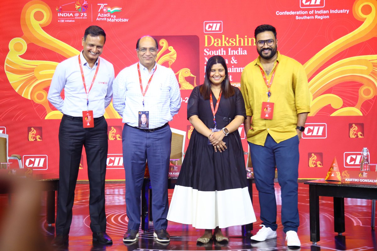 cinedubs_app's tweet photo. Glimpses of panel discussion at CII Dakshin South India Media and Entertainment Summit Chennai, moderated by Mr. Sanjay Wadhwa, along with the Oscar winning filmmaker Ms. Kartiki Gonsalves and subtitle expert Mr Vivek Ranjit.

@EarthSpectrum @vivekranjit @CiiDakshin https://t.co/arWTHZ91jV