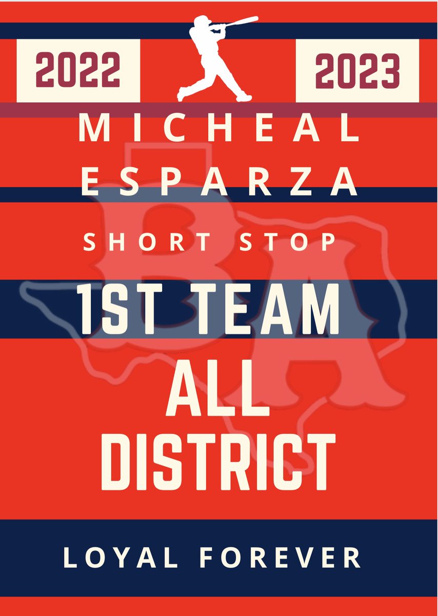Congratulations to Infielder Senior Micheal Esparza for receiving 1st Team All District Honors.