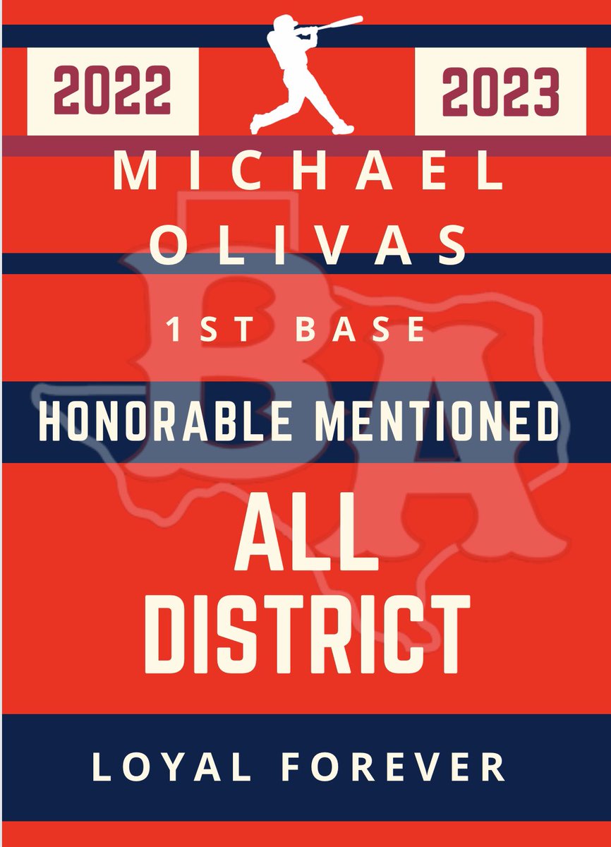 Congratulations to Infielder Junior Michael Olivas for receiving Honorable Mentioned All District Honors.