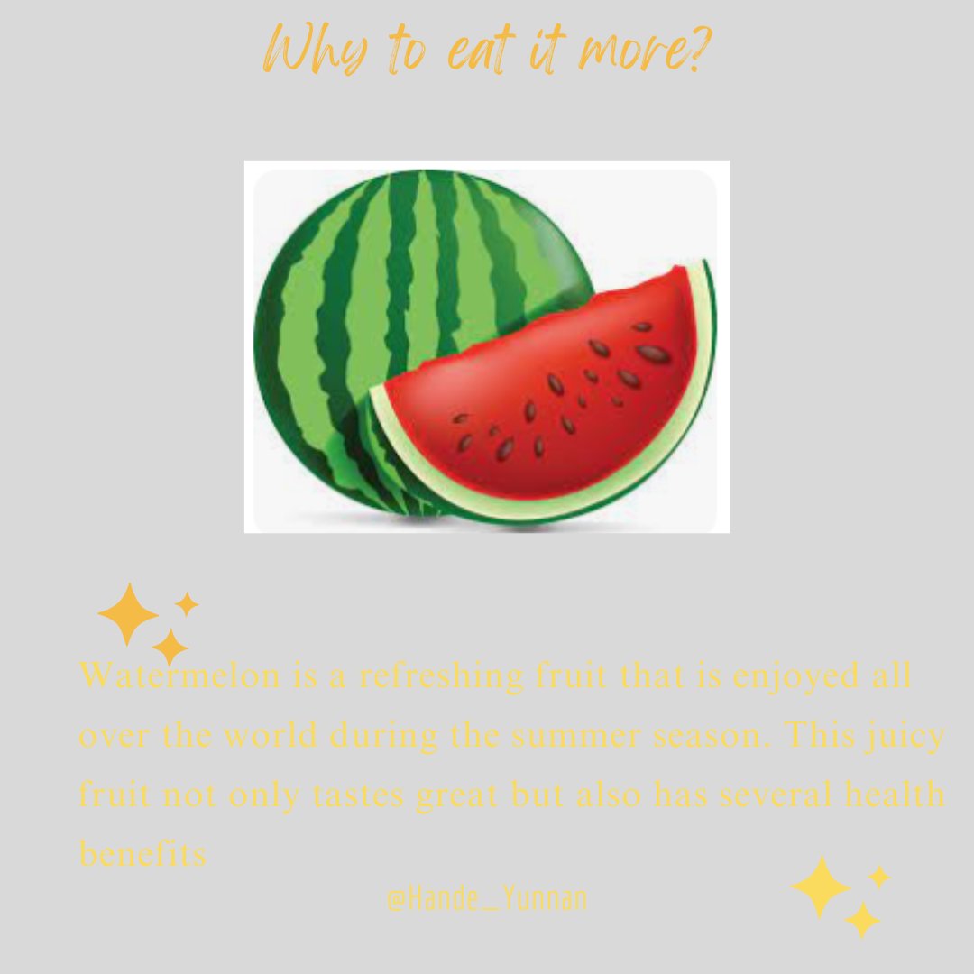 HandeYunnan's tweet photo. Watermelon is a refreshing fruit that is enjoyed all over the world during the summer season. 
This juicy fruit not only tastes great but also has several health benefits. 
Follow our page for more.
#Watermelon #HealthyEating #SummerFruits #Hydration #Nutrition https://t.co/heWglTZ8e2