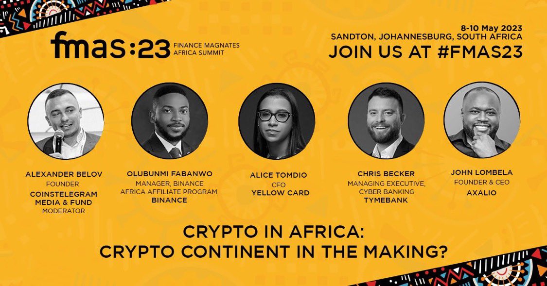 chrislbecker's tweet image. I’m looking forward to this panel discussion today. Is Africa a crypto continent in the making? #FMAS23