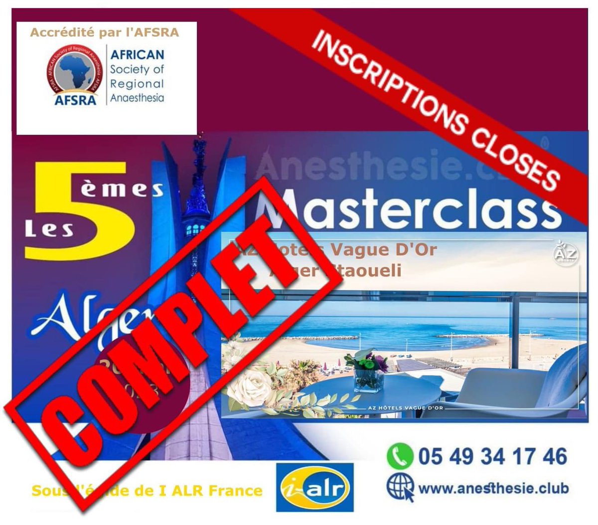 This year, all scheduled #RegionalAnesthesia #Masterclass were sold out two weeks before the event.We are delighted to see that there is interest in our events.The next session will be held in #Algiers on October 20 -21 2023 #AzHotel  Vague d’or