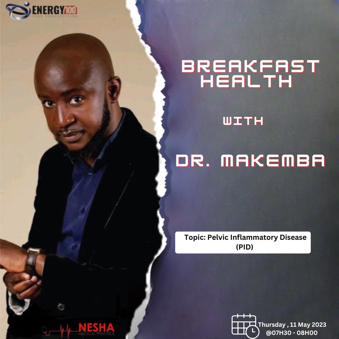 Join Dr. Makemba live on @Energy100FMNam Breakfast Health, tomorrow morning at 07h30, as he discusses Pelvic Inflammatory Disease (PID).

#pelvicinflammatorydisease 
#pidawareness 
#generalpractitioner 
#neshamedicalpractice