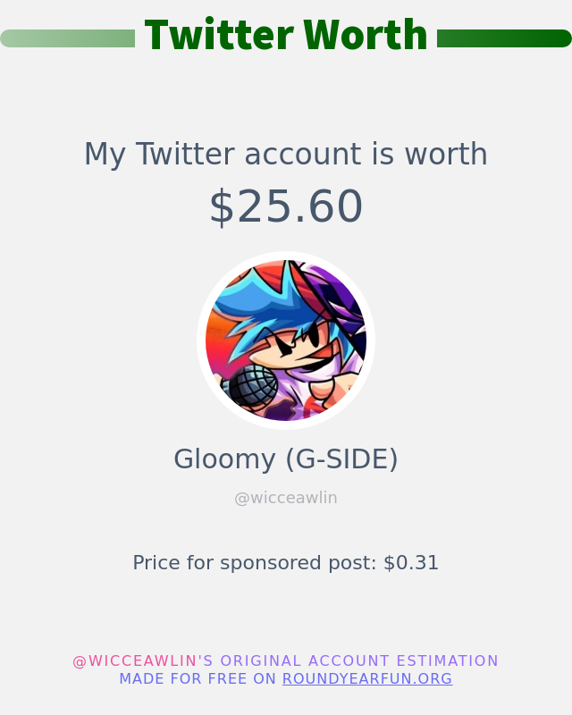wicceawlin's tweet photo. My Twitter worth is: $25.60

➡️ https://t.co/jtkmMmcGfI https://t.co/S1B12ChAxa