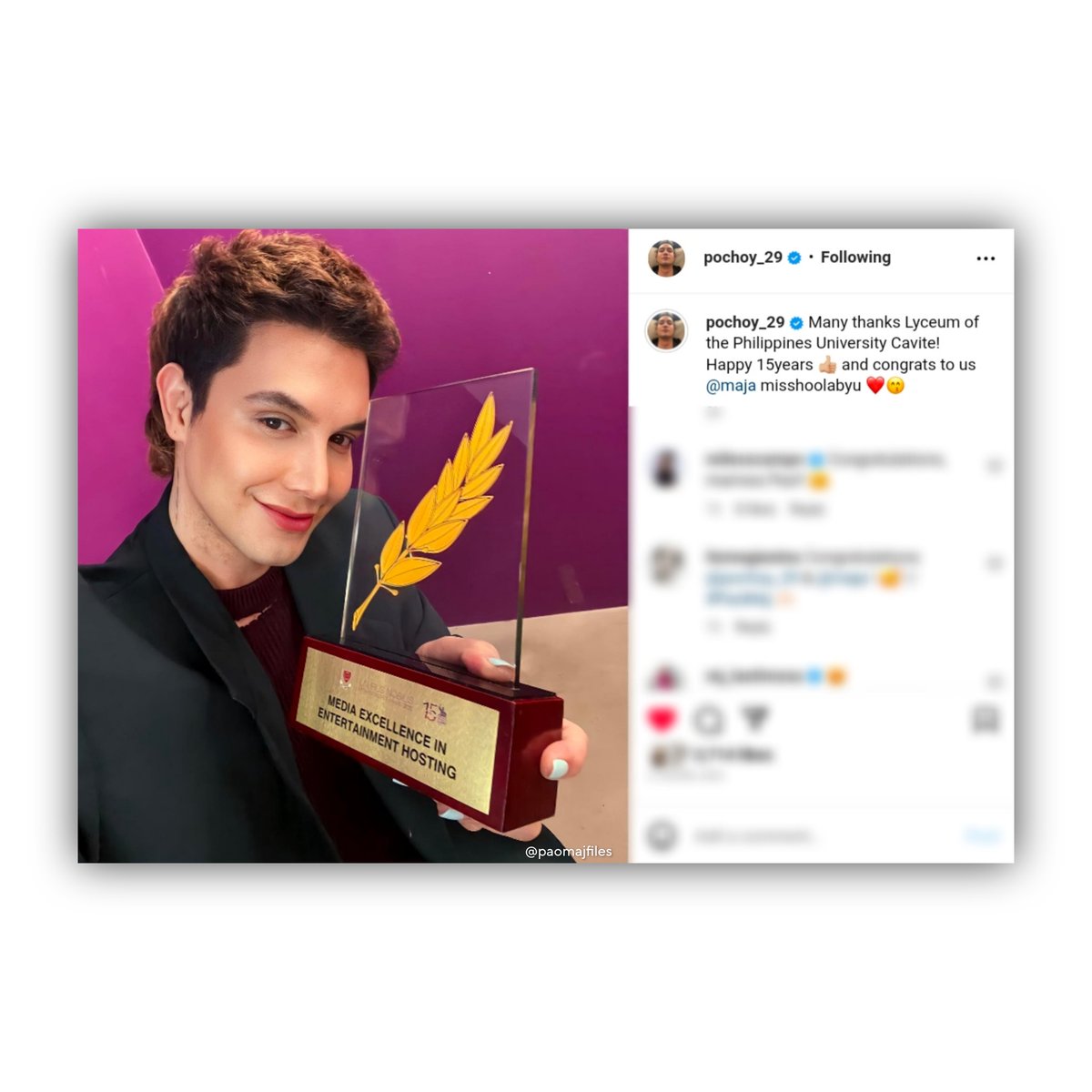 paomajfiles's tweet photo. “and congrats to us @dprincessmaja misshoolabyu ❤️😙” —paolo's ig post 

Congratulations, Paomaj. 🤍 miss u both :(
📂: https://t.co/nuI2VRA2ry
🏷: #MajaSalvador l #PaoMaj
#PaoloBallesteros l @pochoy_29 https://t.co/q69YGjQbCV